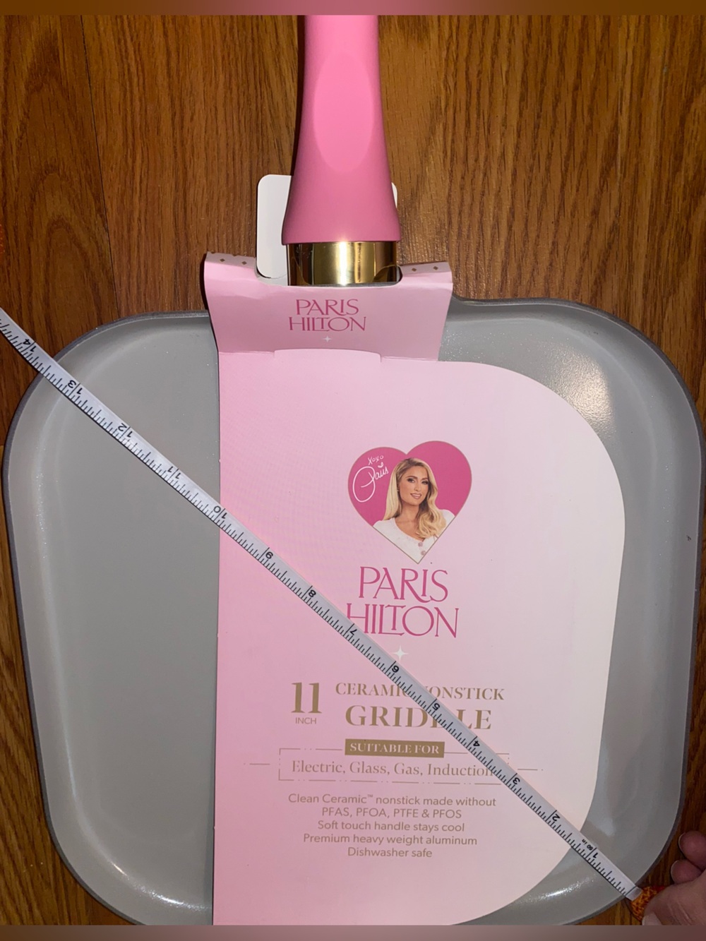 NWT | Paris Hilton | 11 Inch Ceramic Nonstick Griddle Pan | Pink - Picture 6 of 13